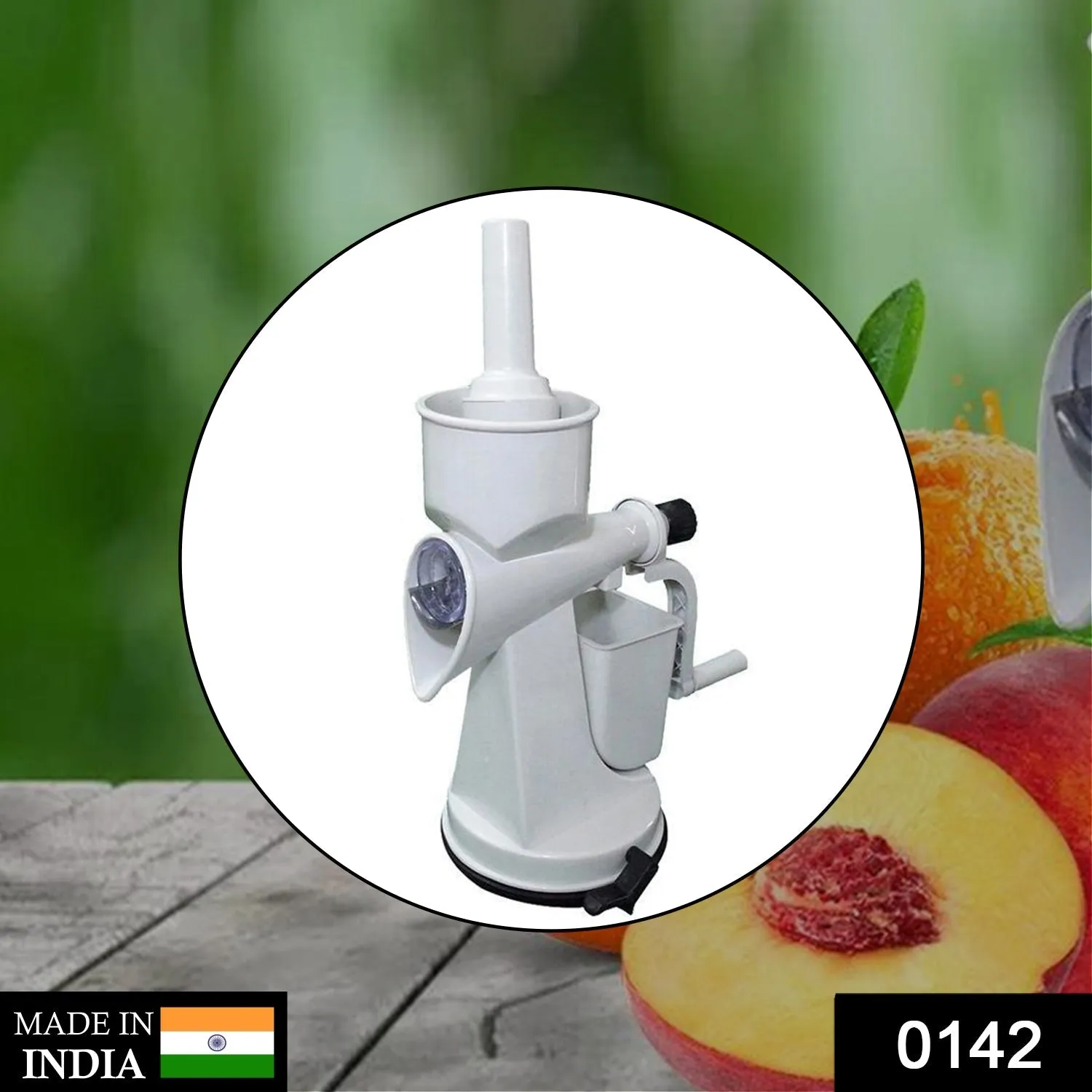 0142 Plastic Manual Citrus Juicer with Waste collector & Vaccum locking system