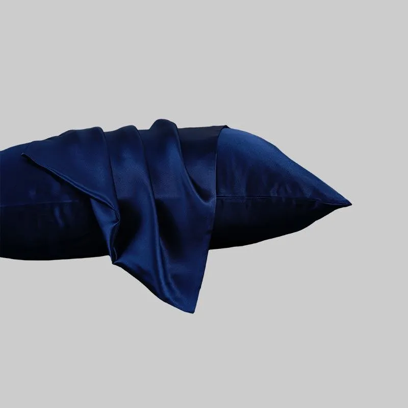 100% mulberry silk pillowcase 19 momme - Blue - Dropshipping