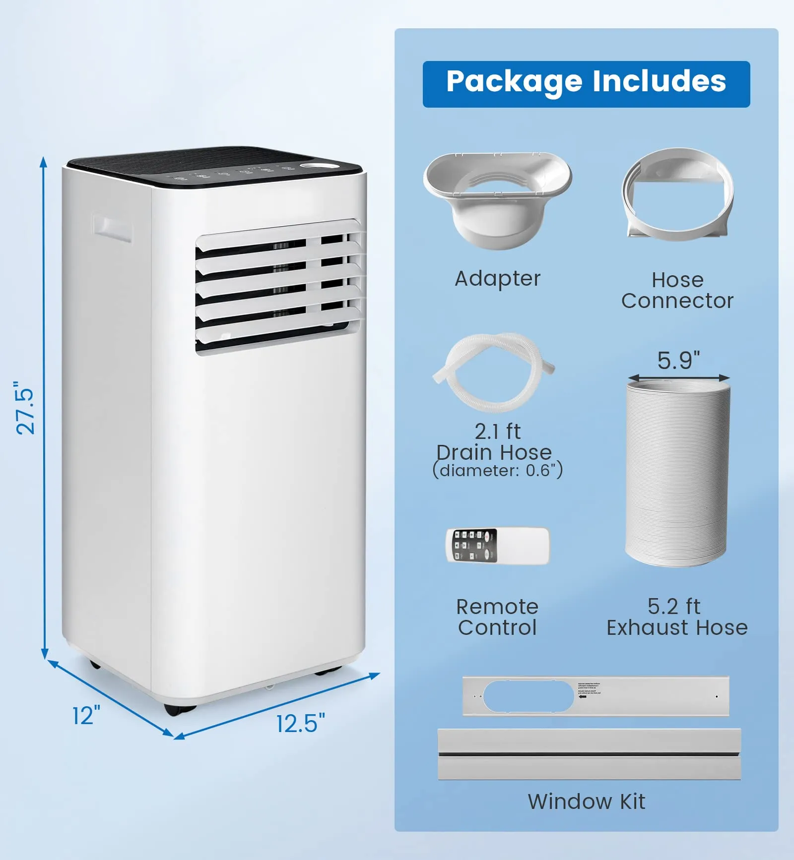 10000 BTU Portable Air Conditioner, with Fan & Dehumidifier Mode, Quiet AC Unit with Sleep Mode