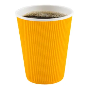 12 oz Yellow Paper Coffee Cup - Ripple Wall - 3 1/2" x 3 1/2" x 4 1/4" - 25 count box