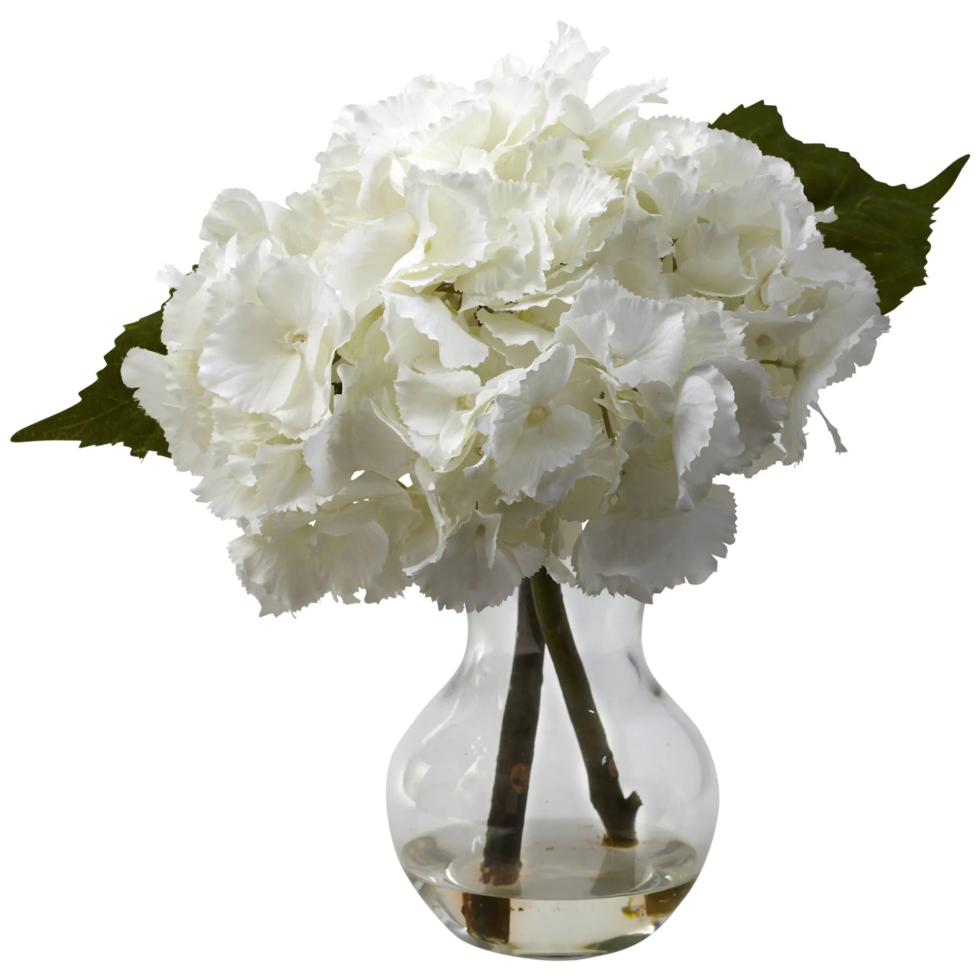 13" Artificial Blooming Hydrangea Arrangement w/Vase - Low Maintenance, Life-Like & Vibrant Silk Flowers For Busy People.