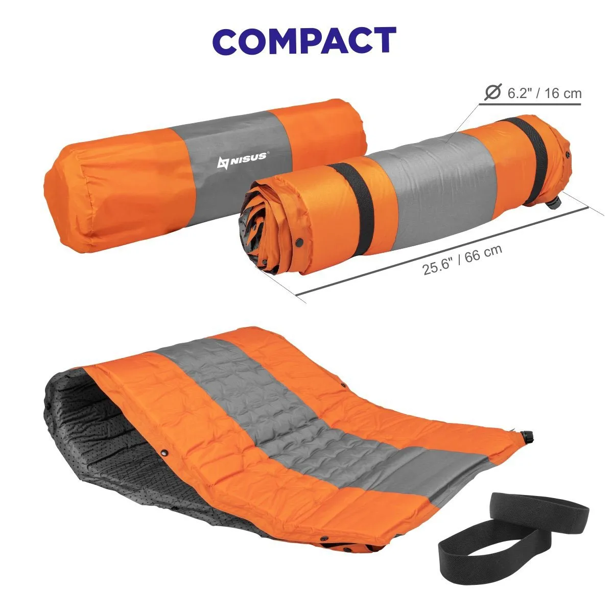 1.5-inch Lightweight Self Inflating Camping Sleeping Pad, Orange