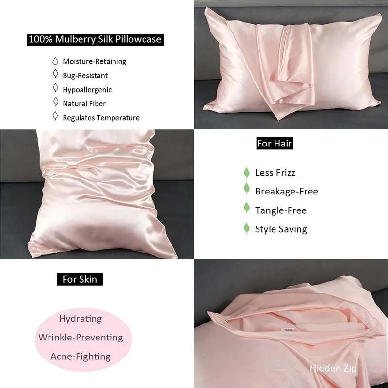 19 Momme Silk Pillowcase - Hidden zip - Standard size - custom and wholesale