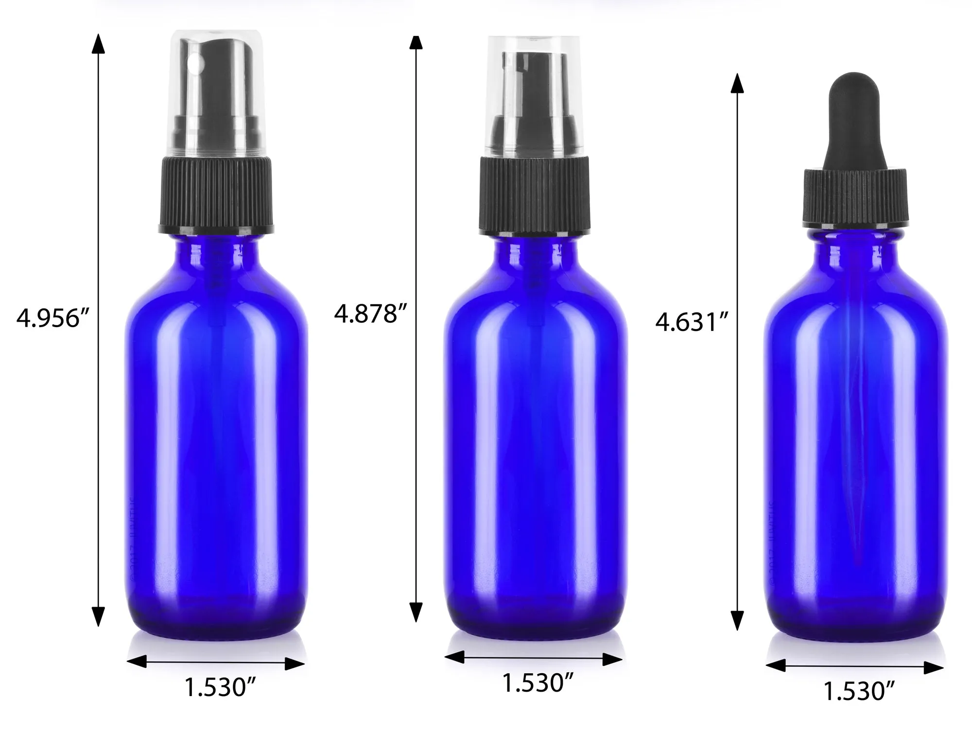 2 oz Cobalt Blue Glass Bottle 12 Piece Starter Kit Set: Includes 3-10 ml roll on Bottles, 2-2 oz Spray Mister, 1-2 oz Treatment Pump, 1-2 oz Dropper Bottle, Travel Bag, Funnels and Pipettes