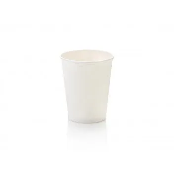 250ml Paper Coffee Cup Single Wall White with Black Sip Lid 10pack