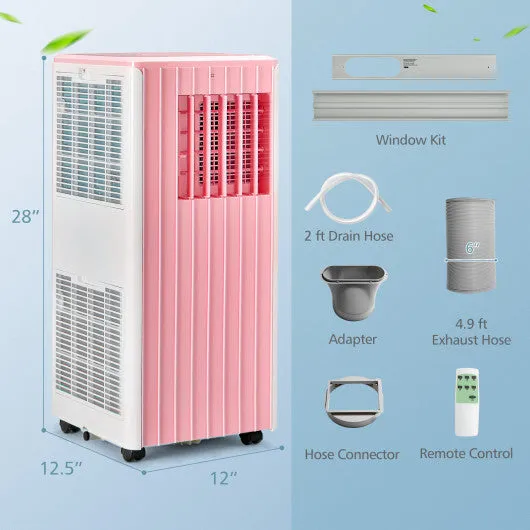 3-in-1 10000 BTU Air Conditioner with Humidifier and Smart Sleep Mode-Pink