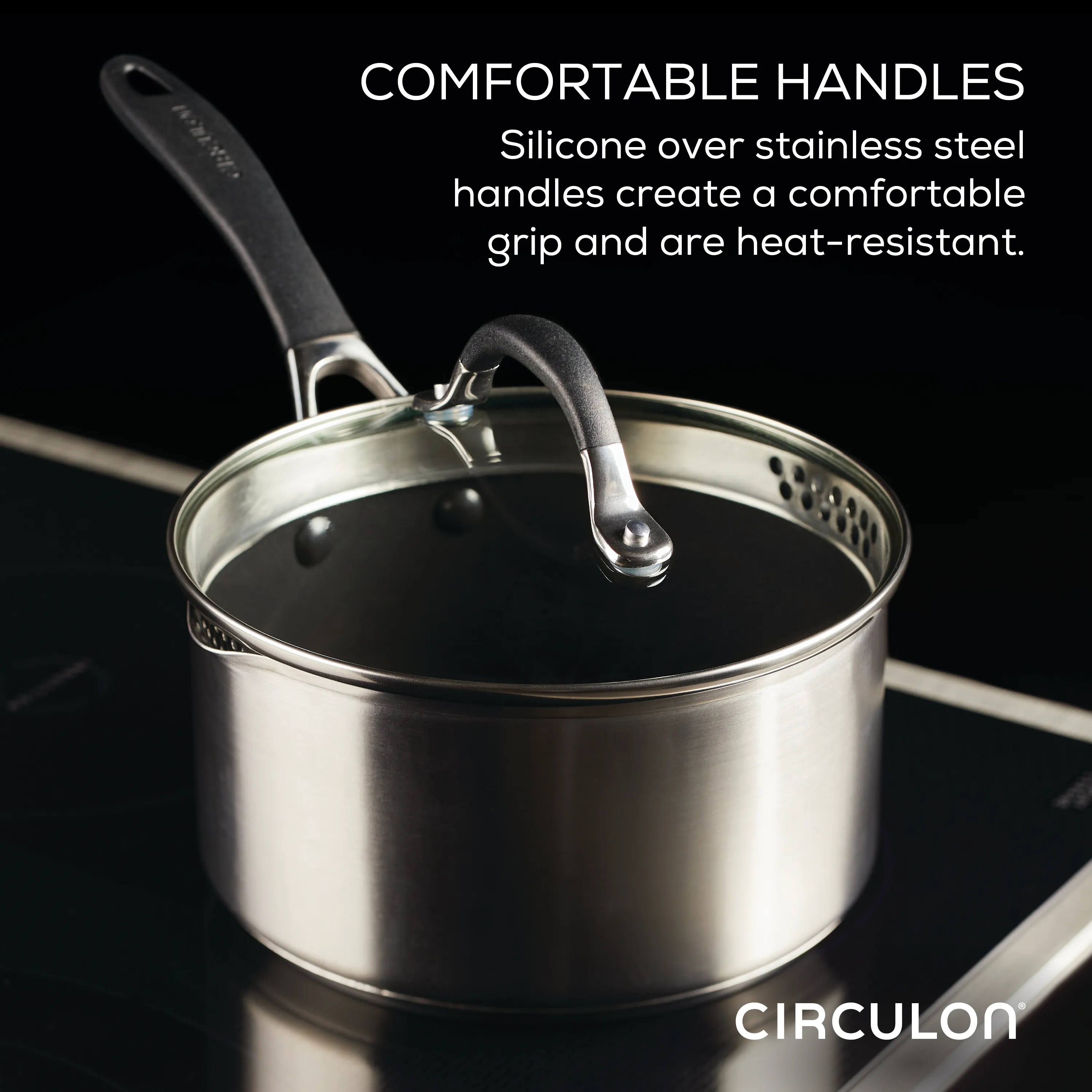 3-Quart Stainless Steel and Hybrid Nonstick Straining Saucepan