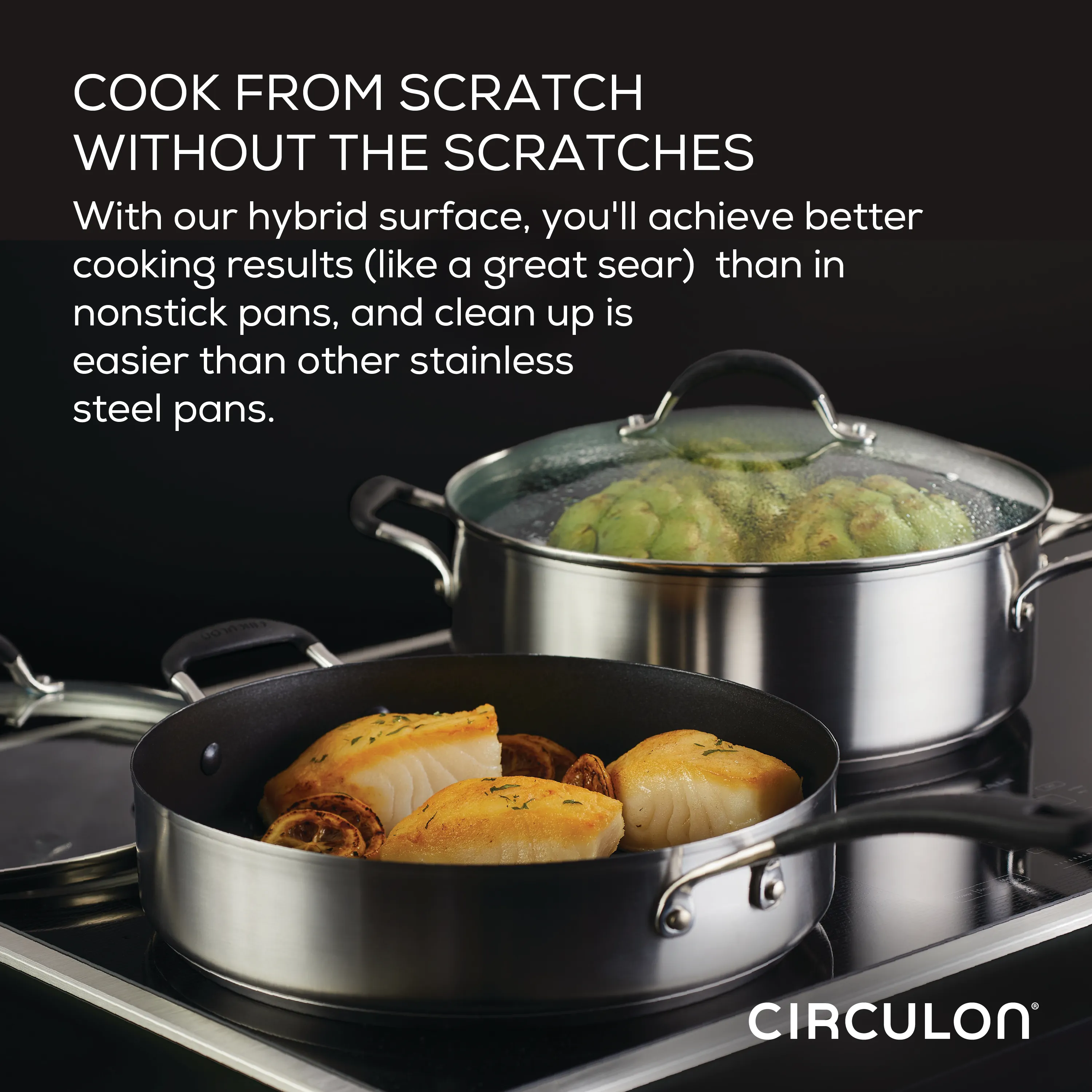 3-Quart Stainless Steel and Hybrid Nonstick Straining Saucepan