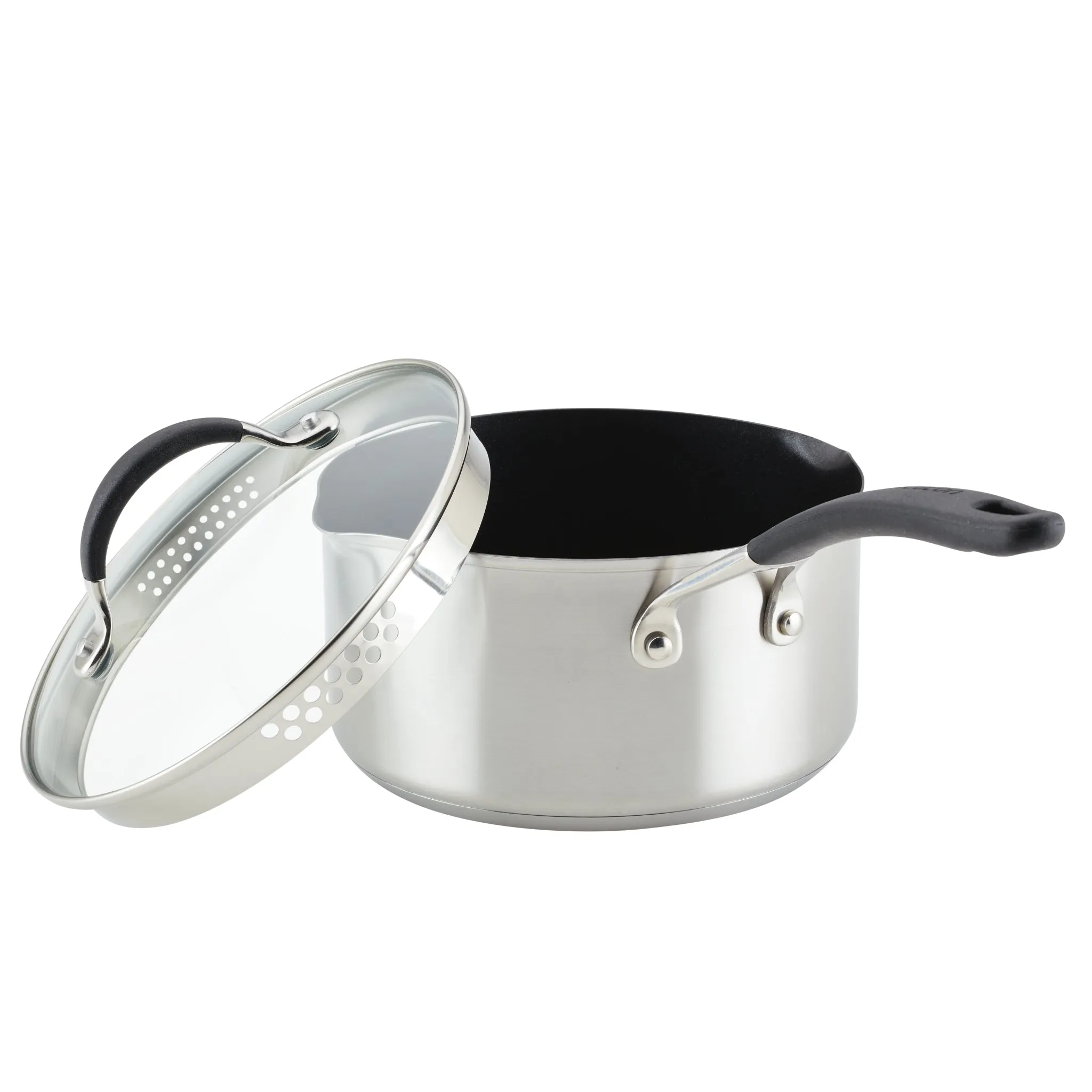 3-Quart Stainless Steel and Hybrid Nonstick Straining Saucepan