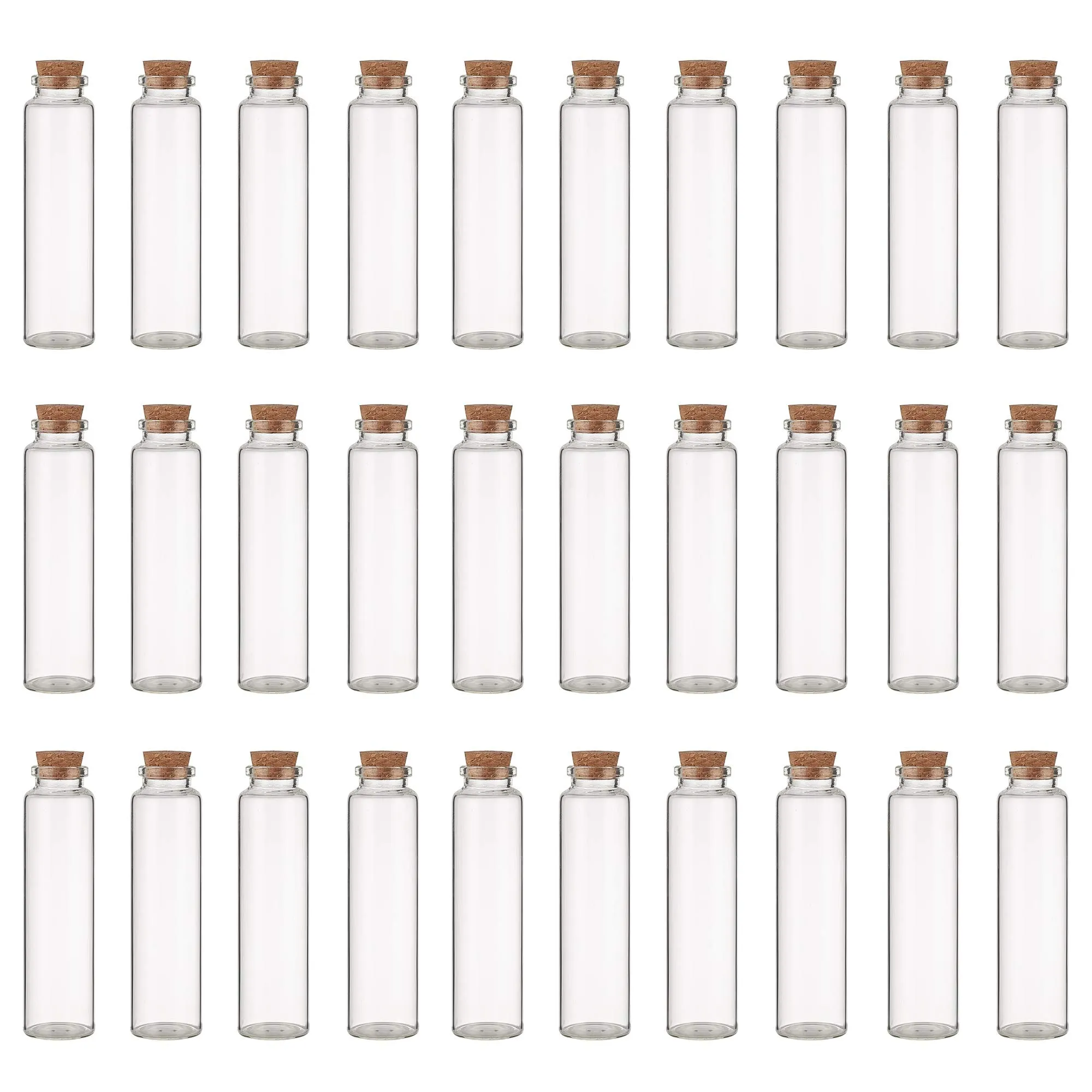 30Pcs Transparent Glass Message Vials with Cork Stoppers, Glass Wish Bottles, Tiny Small