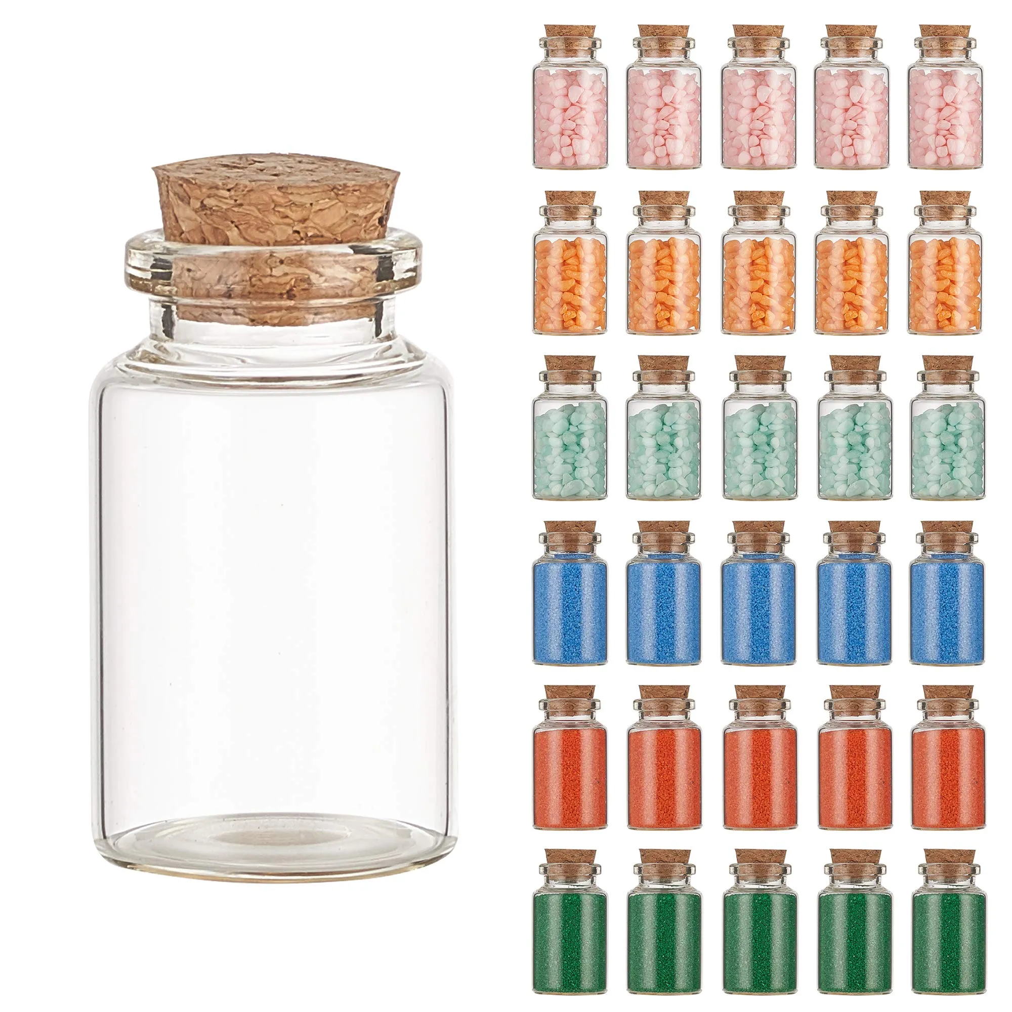 30Pcs Transparent Glass Message Vials with Cork Stoppers, Glass Wish Bottles, Tiny Small