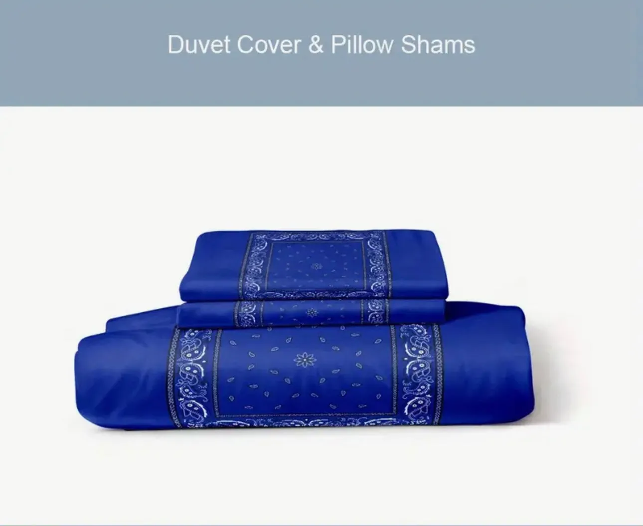 3pc Blue Bandana Duvet Cover Set US King