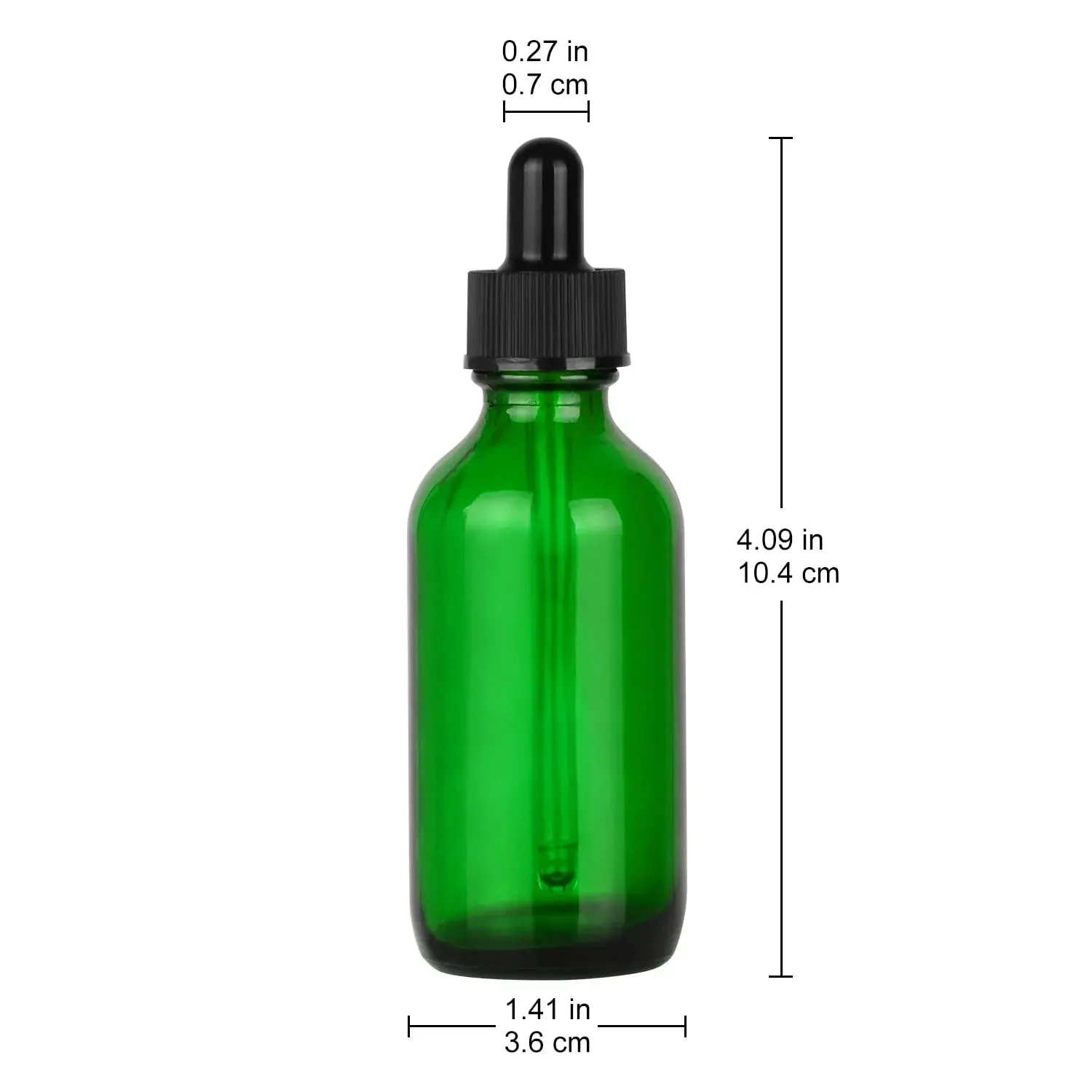 4 Pack Glass Dropper Bottle with Inner Plug and Label (60 ml, Green)