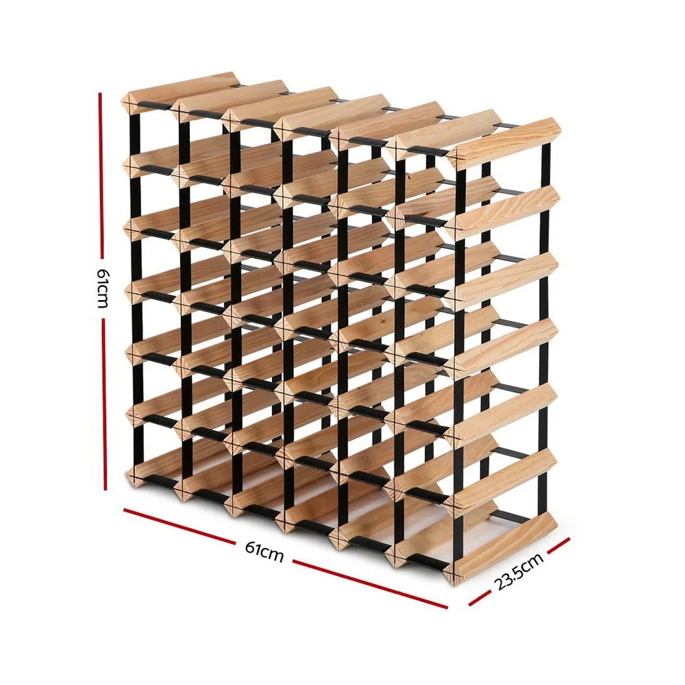 42-Bottle Wine Rack, Pine & Steel, Space-Saving - Artiss