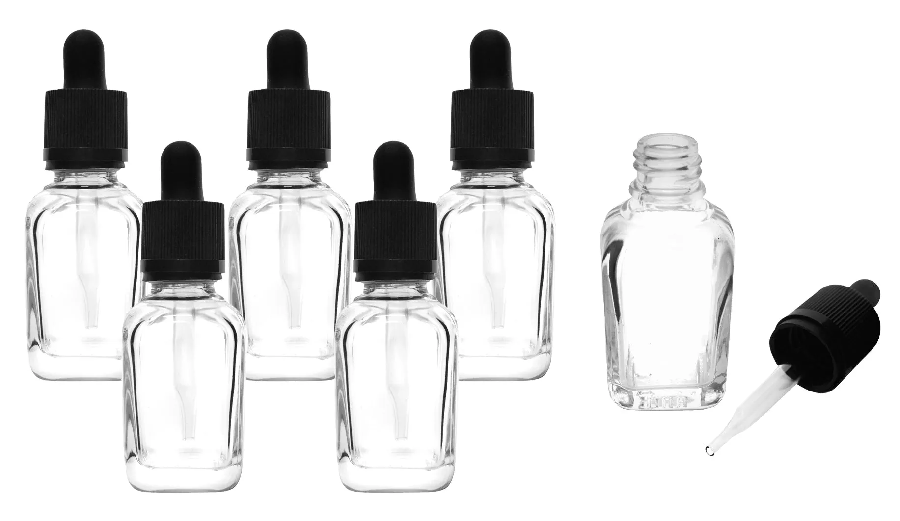 6PK Heavy Duty Barnes Dropping Bottles, 30ml (1oz) - Screw Cap with 1ml Capacity Glass Dropper - Soda Glass