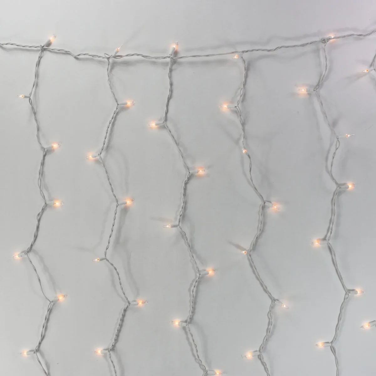 8-Foot Glass Curtain Lights Clear Bulbs White Wire