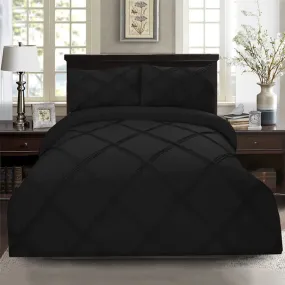 8 Pcs 3 Row Cross Pleated Duvet Set - Black