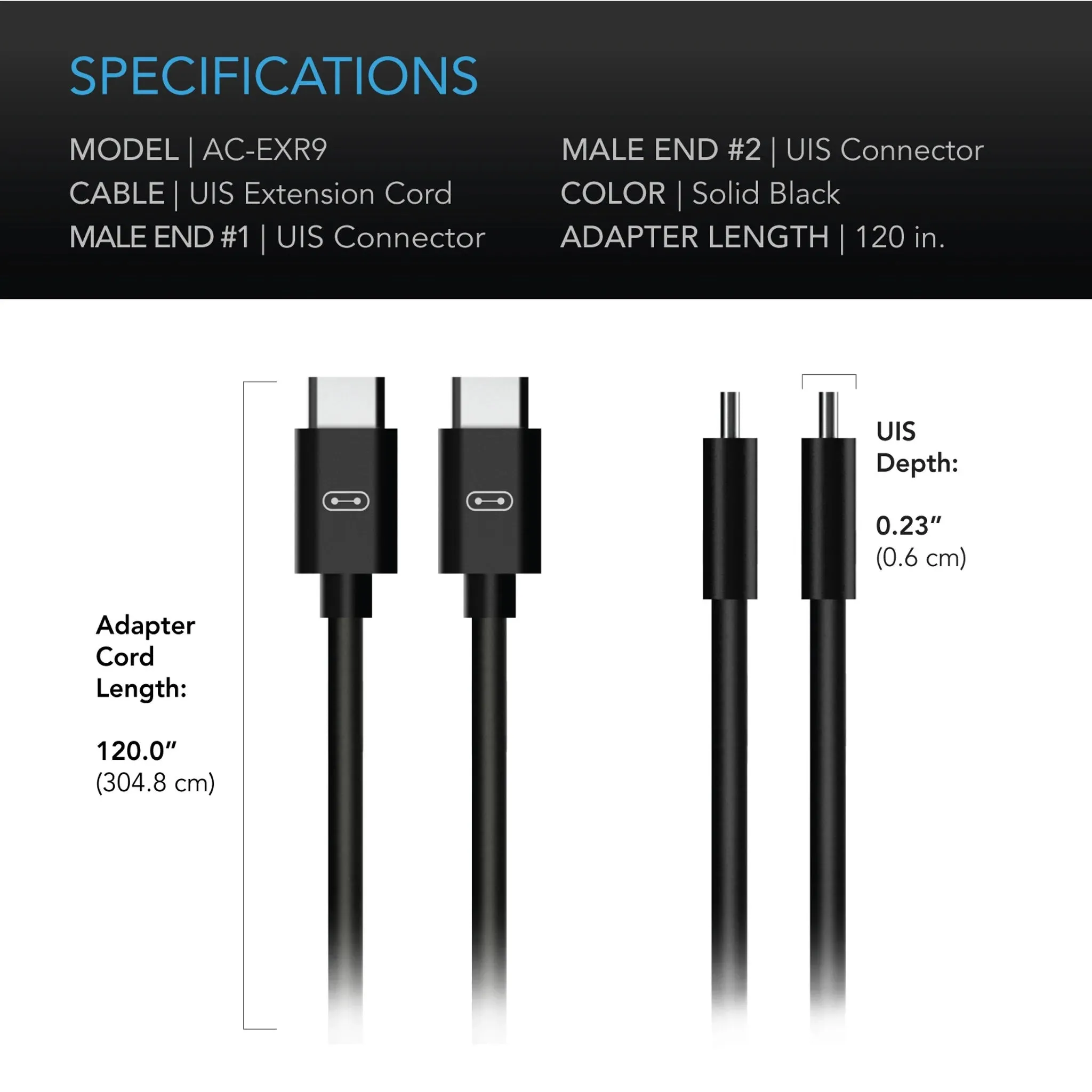 AC Infinity UIS To UIS Extension Cable - Male To Male - 10 Feet (AC-EXR9)