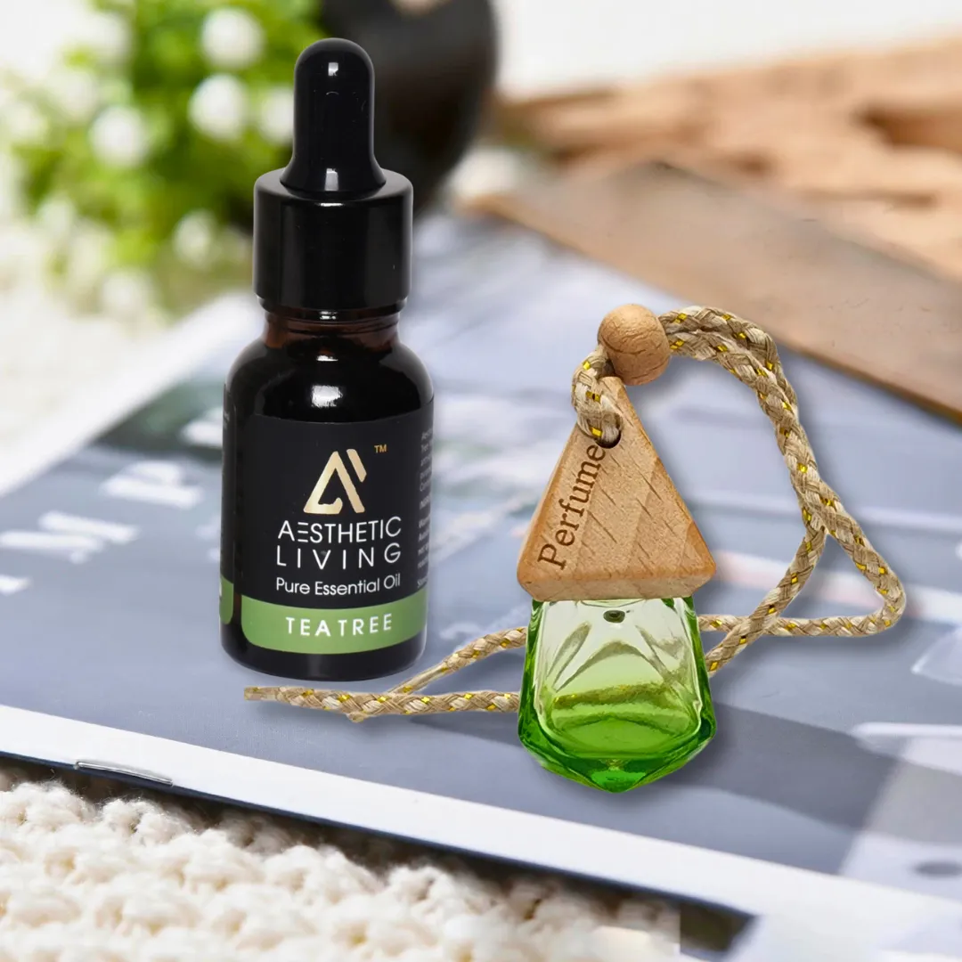 Aesthetic Living Car Aromatizer Diffuser Bottle with Essential Oil (Crystal colored transparent combo- 8ml   Essential Oil -15 ml)