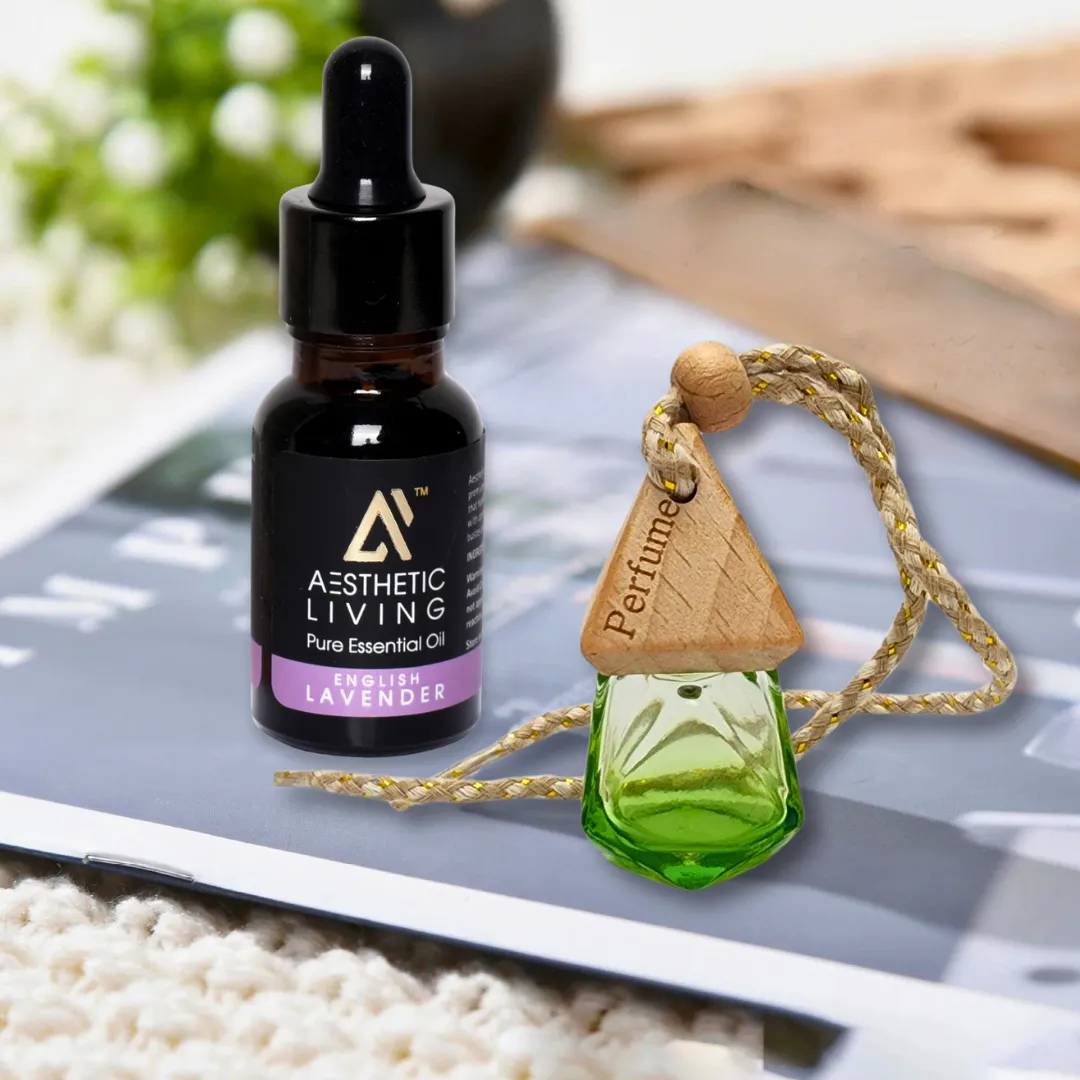 Aesthetic Living Car Aromatizer Diffuser Bottle with Essential Oil (Crystal colored transparent combo- 8ml   Essential Oil -15 ml)