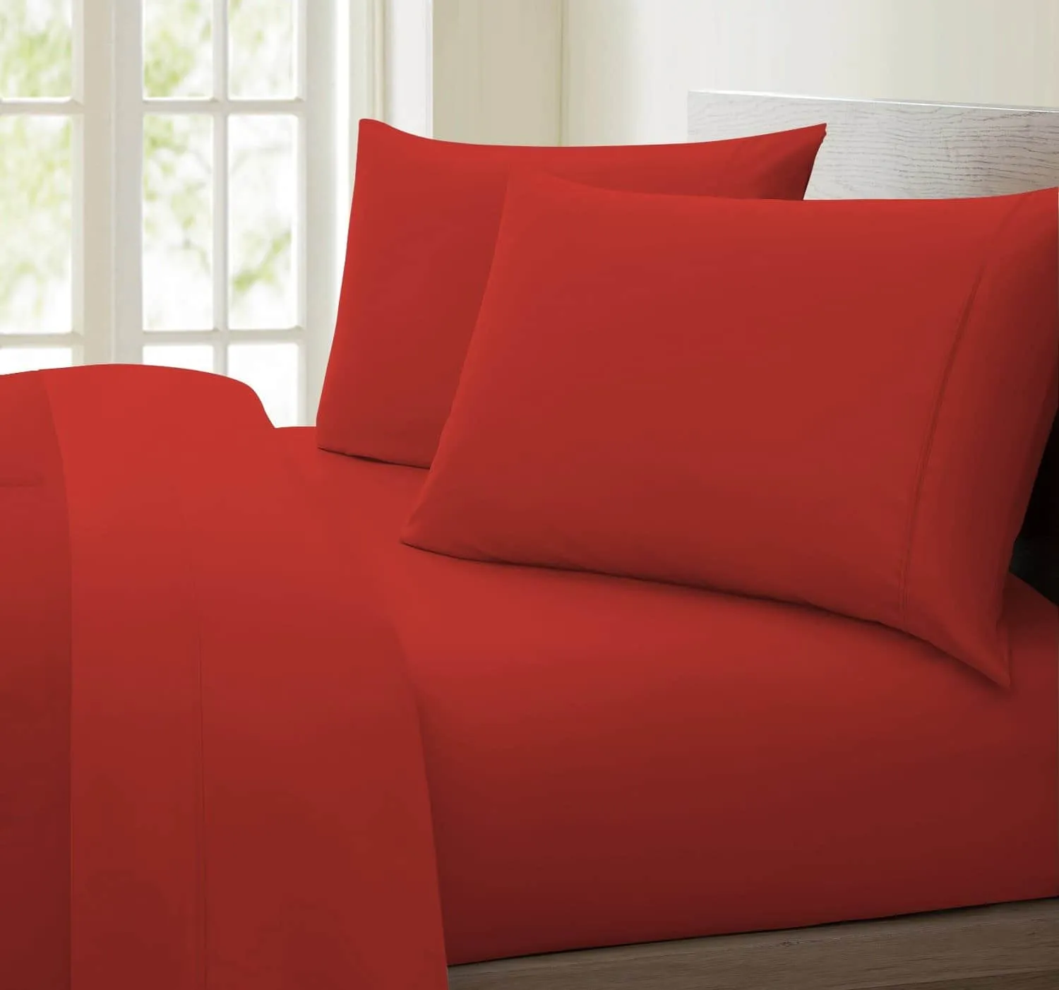 Allessia Wrinkle Free Super Soft Sheet Set, Cranberry