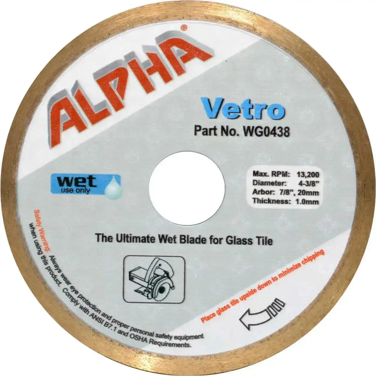 Alpha Vetro Glass Tile Diamond Blade