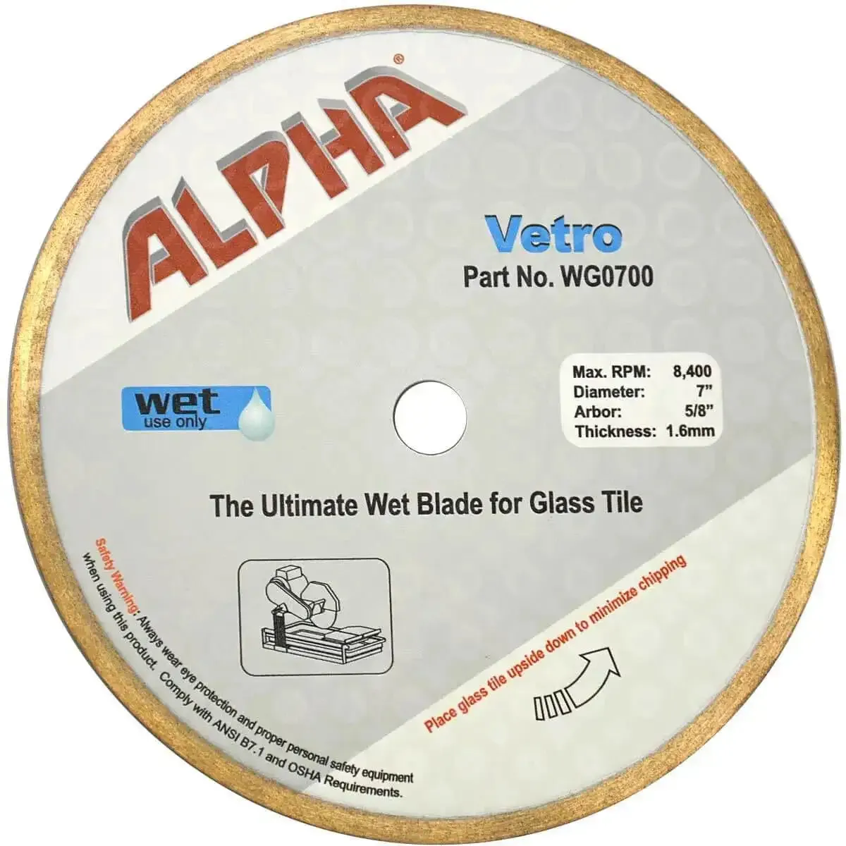 Alpha Vetro Glass Tile Diamond Blade