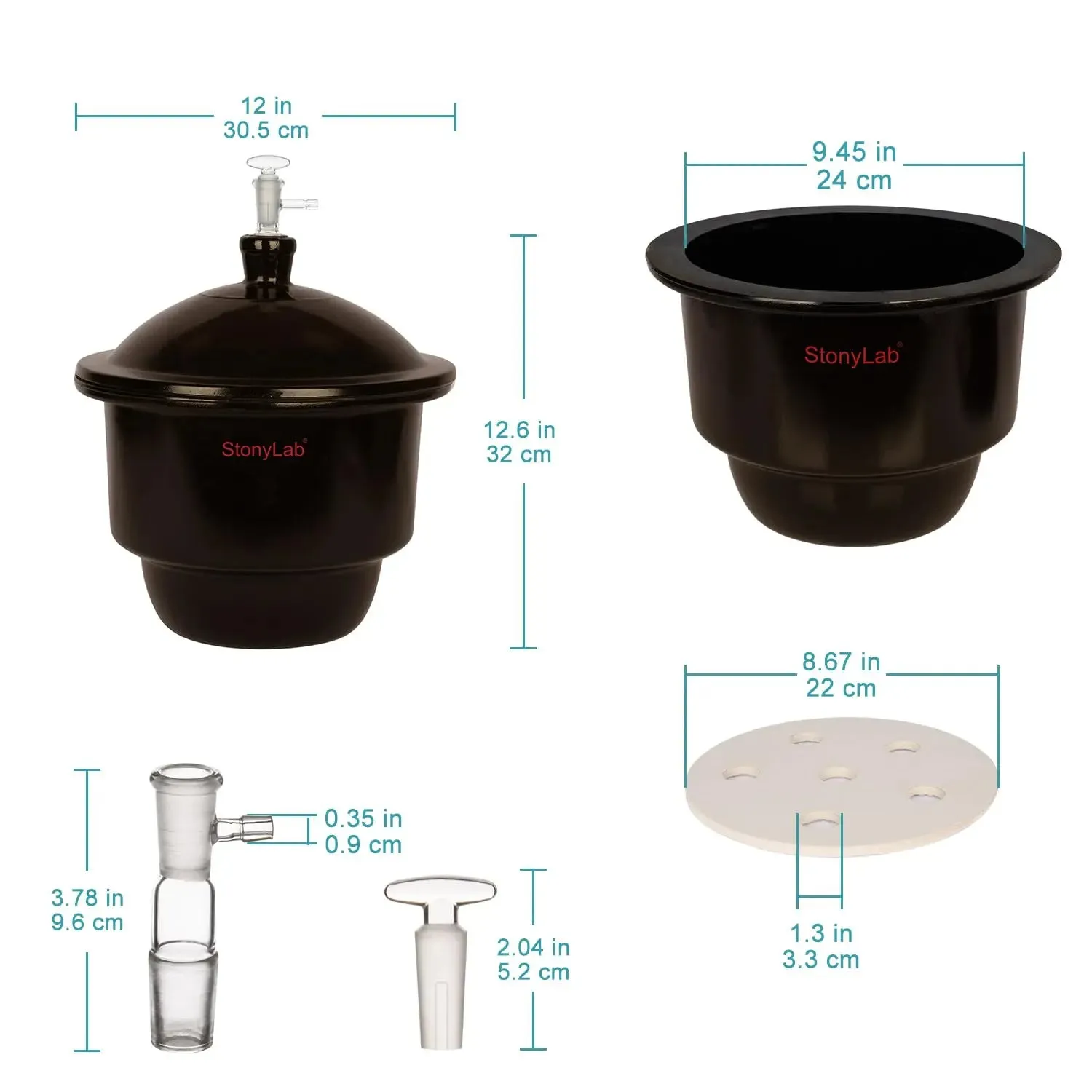 Amber Glass Vacuum Desiccator with Glass Vacuum Valve