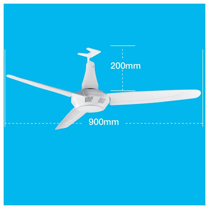 Arlec 90cm Camping ABS Ceiling Fan 3 Blades With Solar Panel