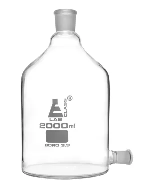 Aspirator Bottle, 2000ml - 19/26 Outlet, 29/32 Top Socket - Borosilicate Glass - Eisco Labs