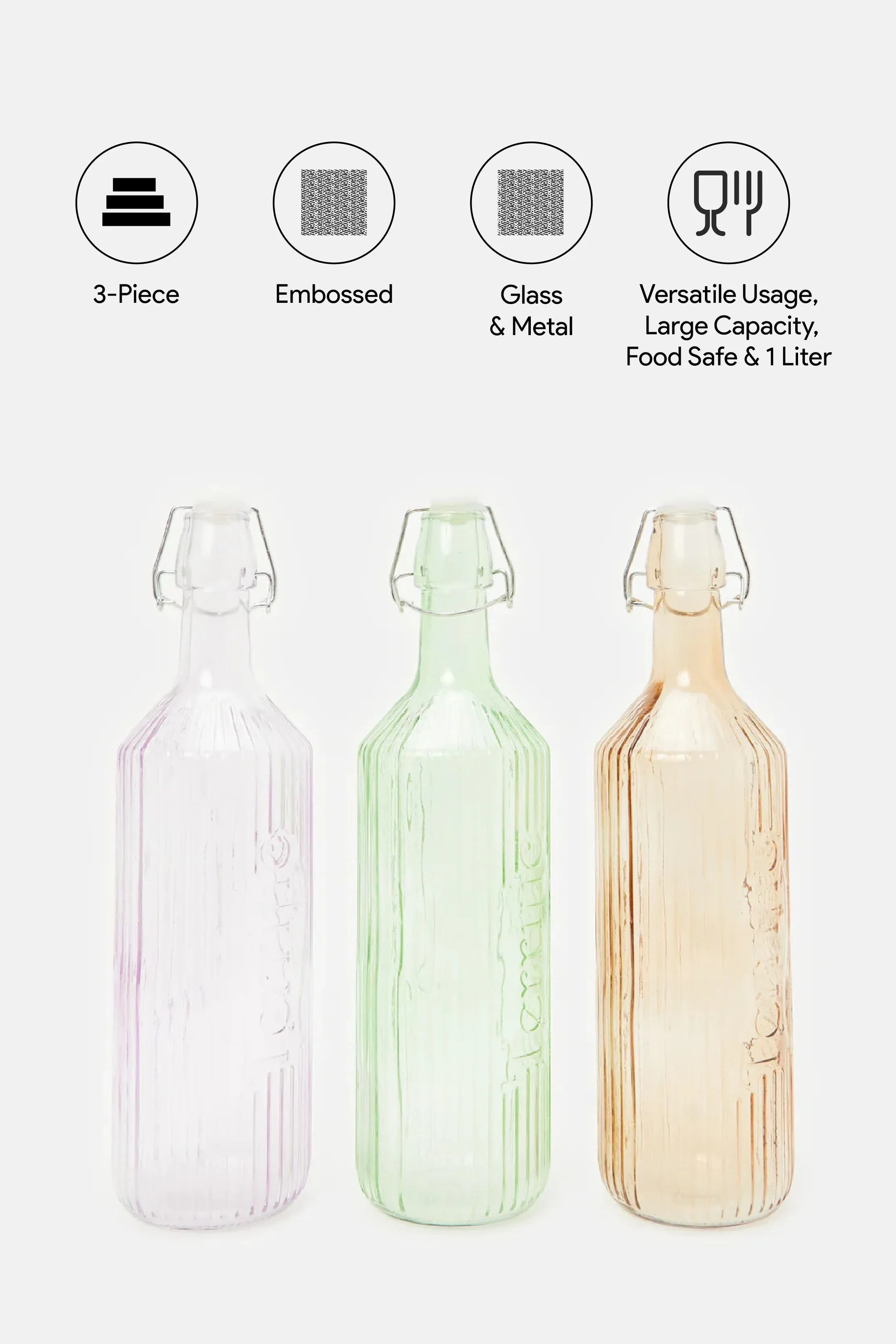 Assorted Glass Bottle (3 Piece)