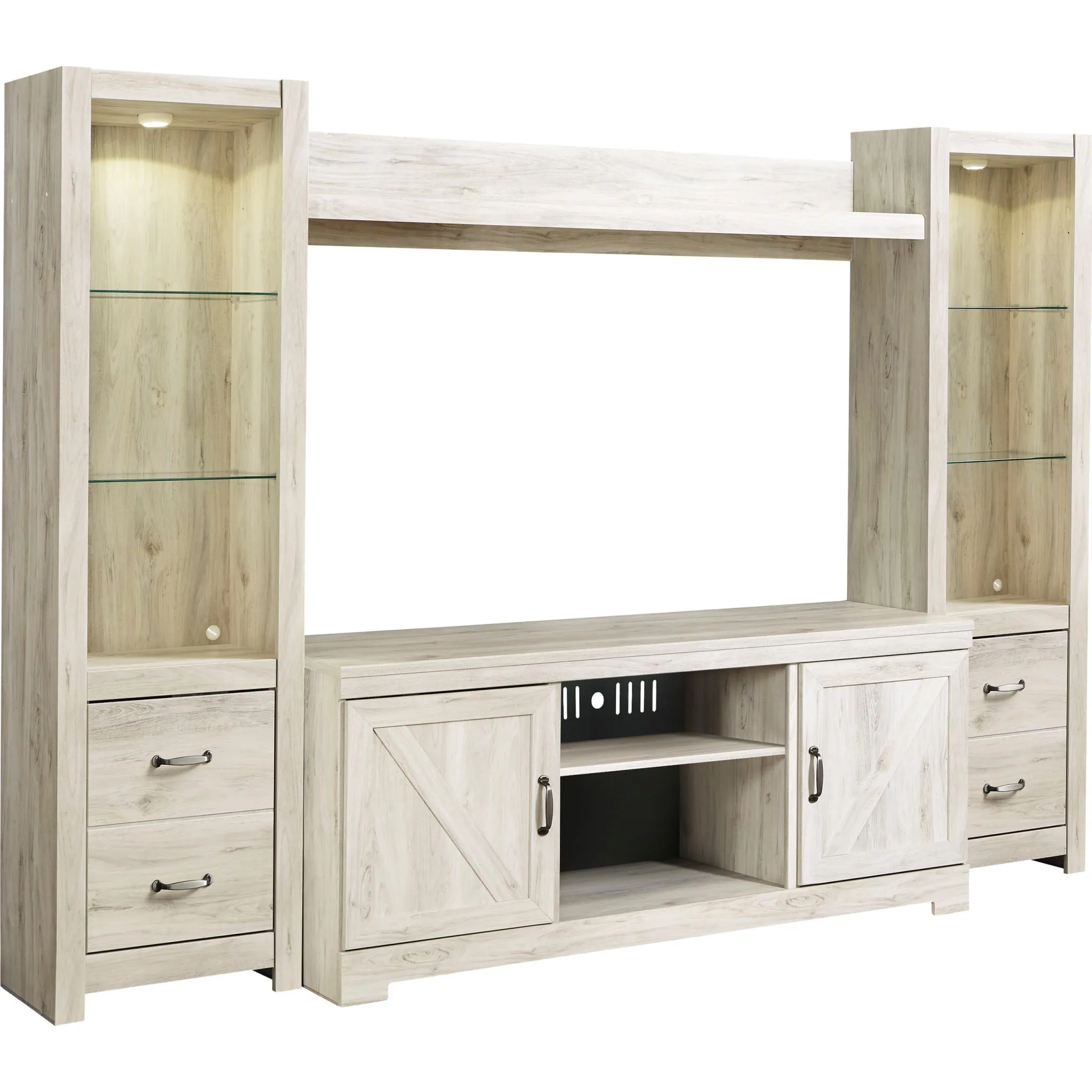 Bellaby Entertainment Unit with Fireplace - White Wash