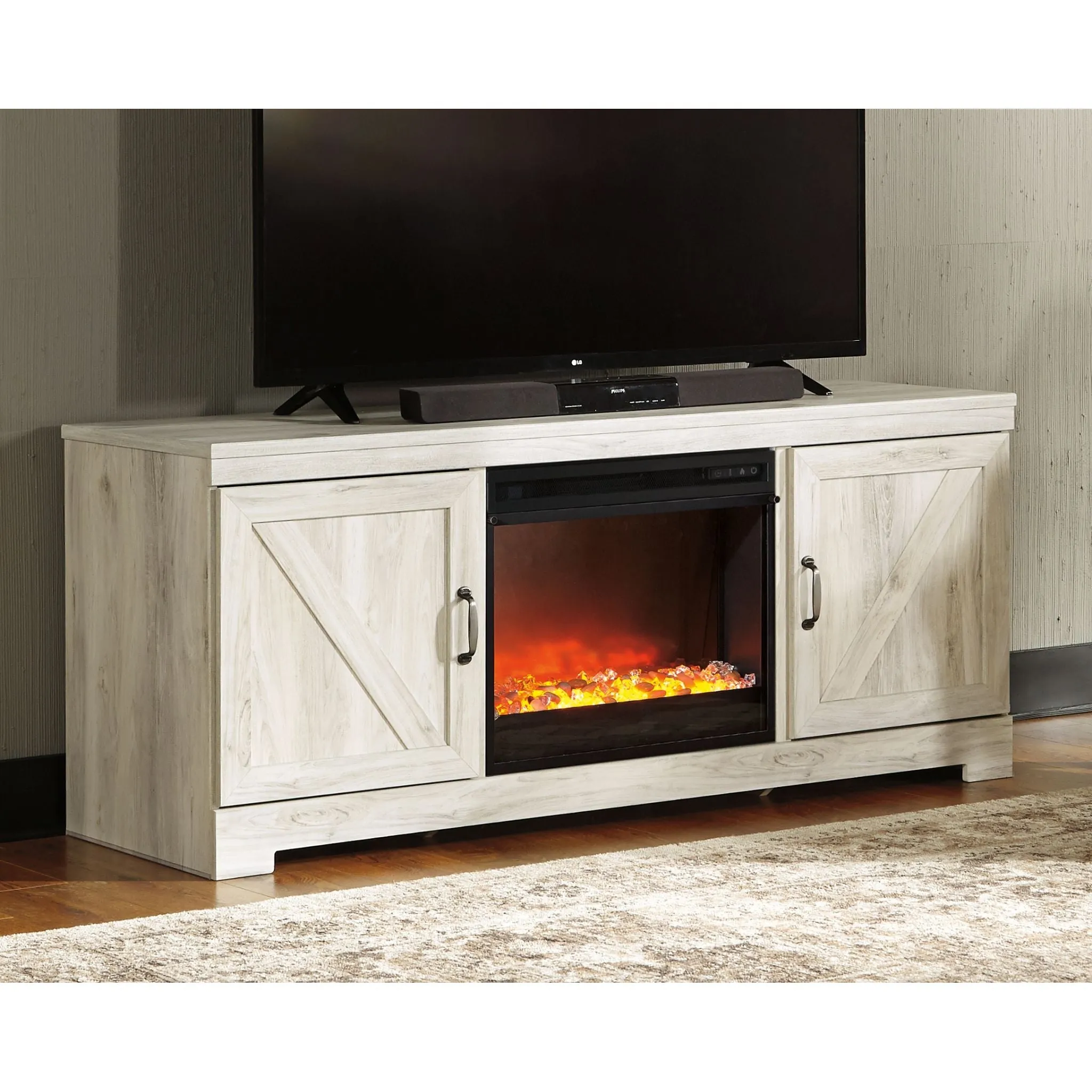 Bellaby Entertainment Unit with Fireplace - Whitewash