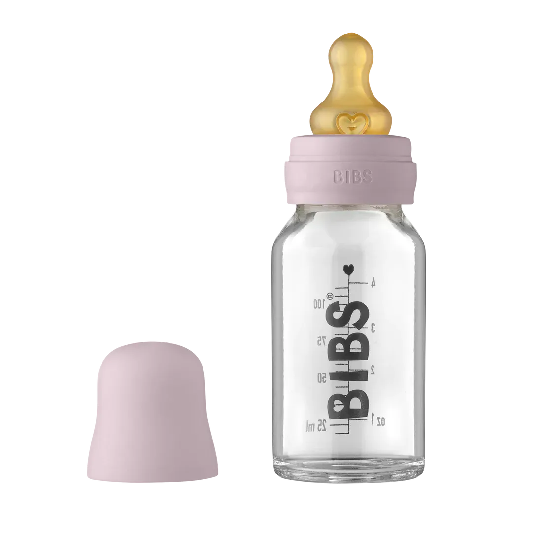 BIBS Baby Glass Bottle Complete Set 110ml | Dusky Lilac