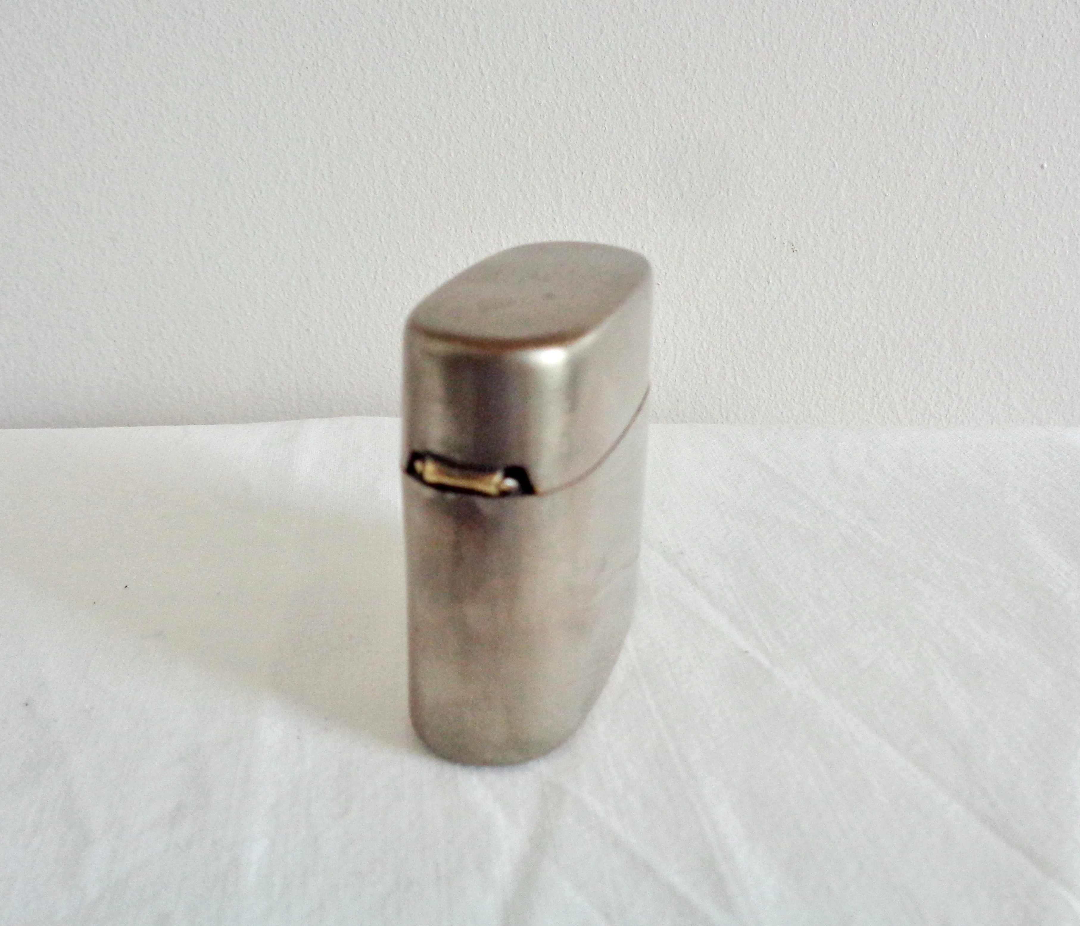 Boer War Metal Lighter Shaped Travelling Inkwell With Glass Insert