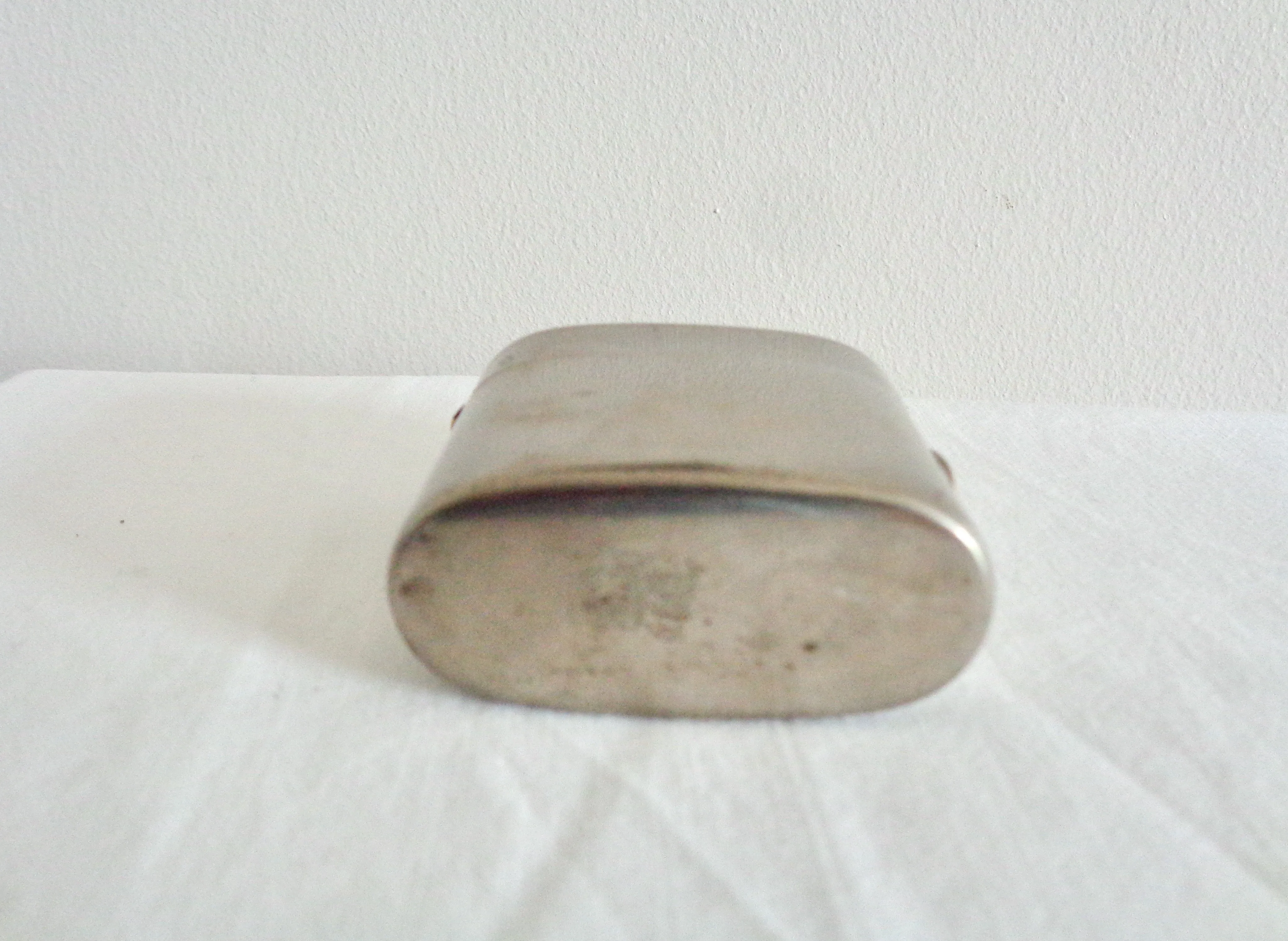 Boer War Metal Lighter Shaped Travelling Inkwell With Glass Insert