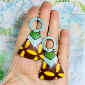 Bold Pattern Small Fans Tin Earrings