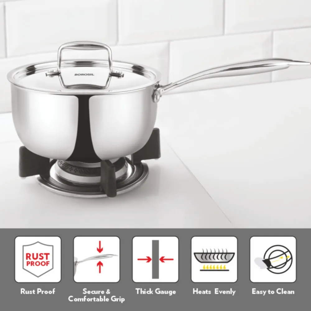 Borosil Cookfresh Triply Saucepan (Steel Handle)