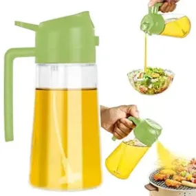 Borosilicate Glass 2 In 1 Olive Oil Sprayer&Oil Dispenser Bottle Dual Use For Kitchen,Oil Sprayer For Air Fryer,Oil&Vinegar Pourer&Sprayer Bottle For Salad,Bbq,Roasting - 500Ml(Multicolor)