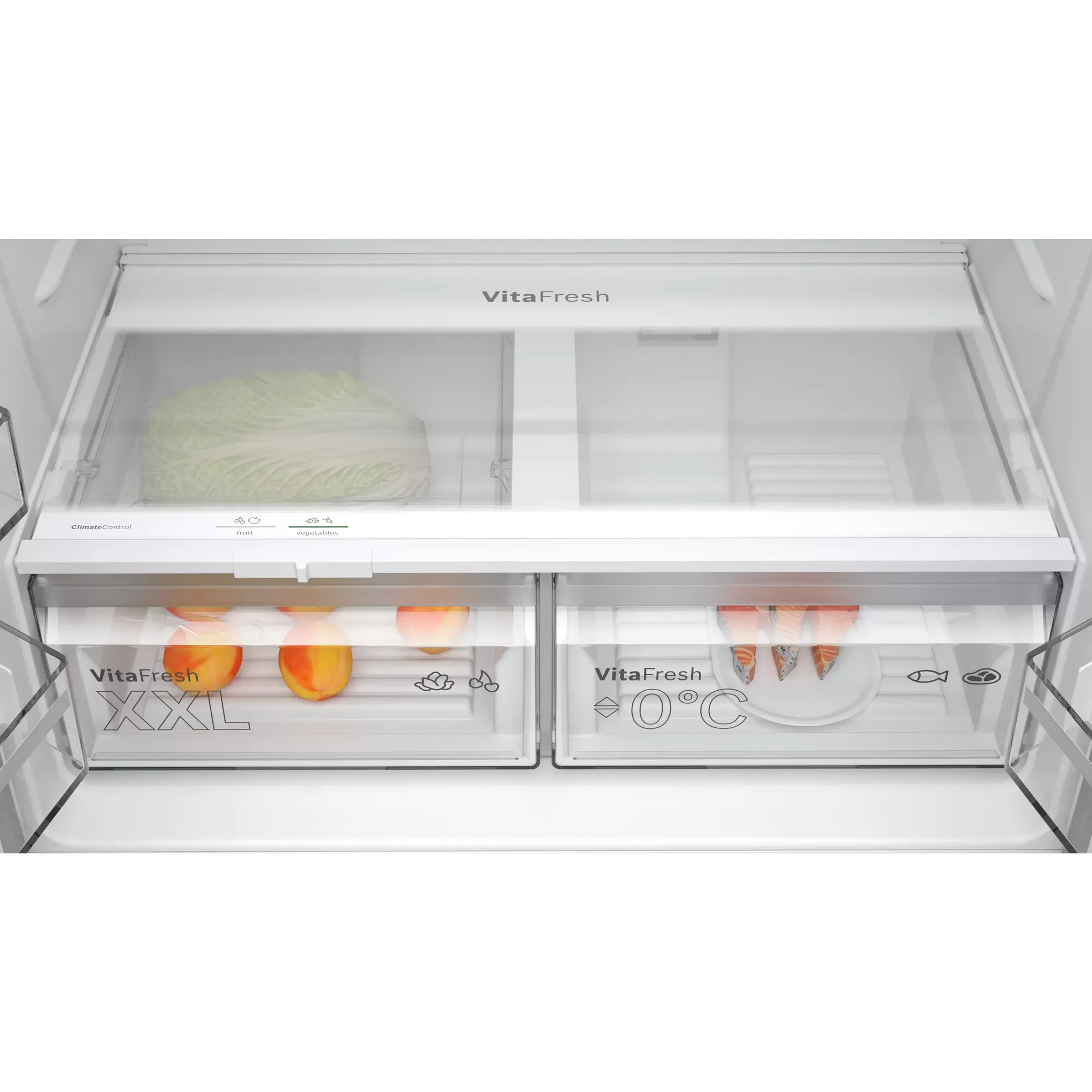 Bosch Serie 4 605L Freestanding French Door Fridge Freezer with Anti-Fingerprint - Stainless Steel | KFN96VPEAG