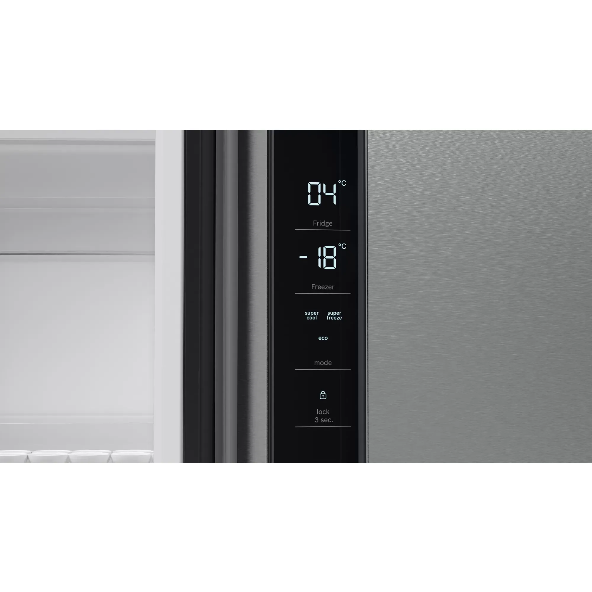 Bosch Serie 4 605L Freestanding French Door Fridge Freezer with Anti-Fingerprint - Stainless Steel | KFN96VPEAG