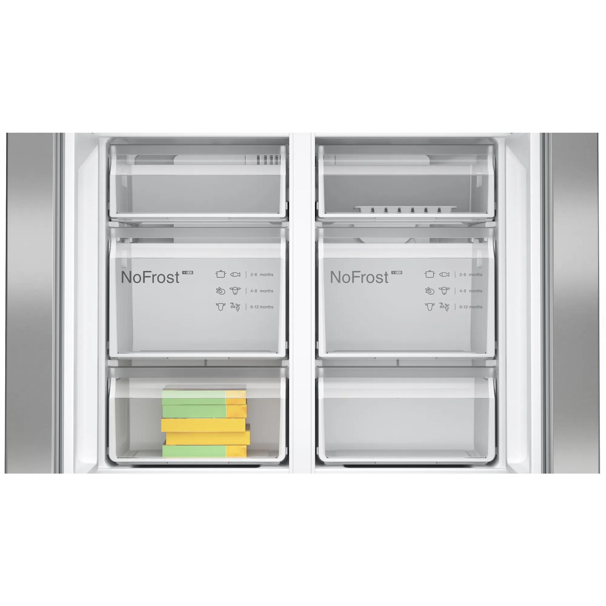 Bosch Serie 4 605L Freestanding French Door Fridge Freezer with Anti-Fingerprint - Stainless Steel | KFN96VPEAG