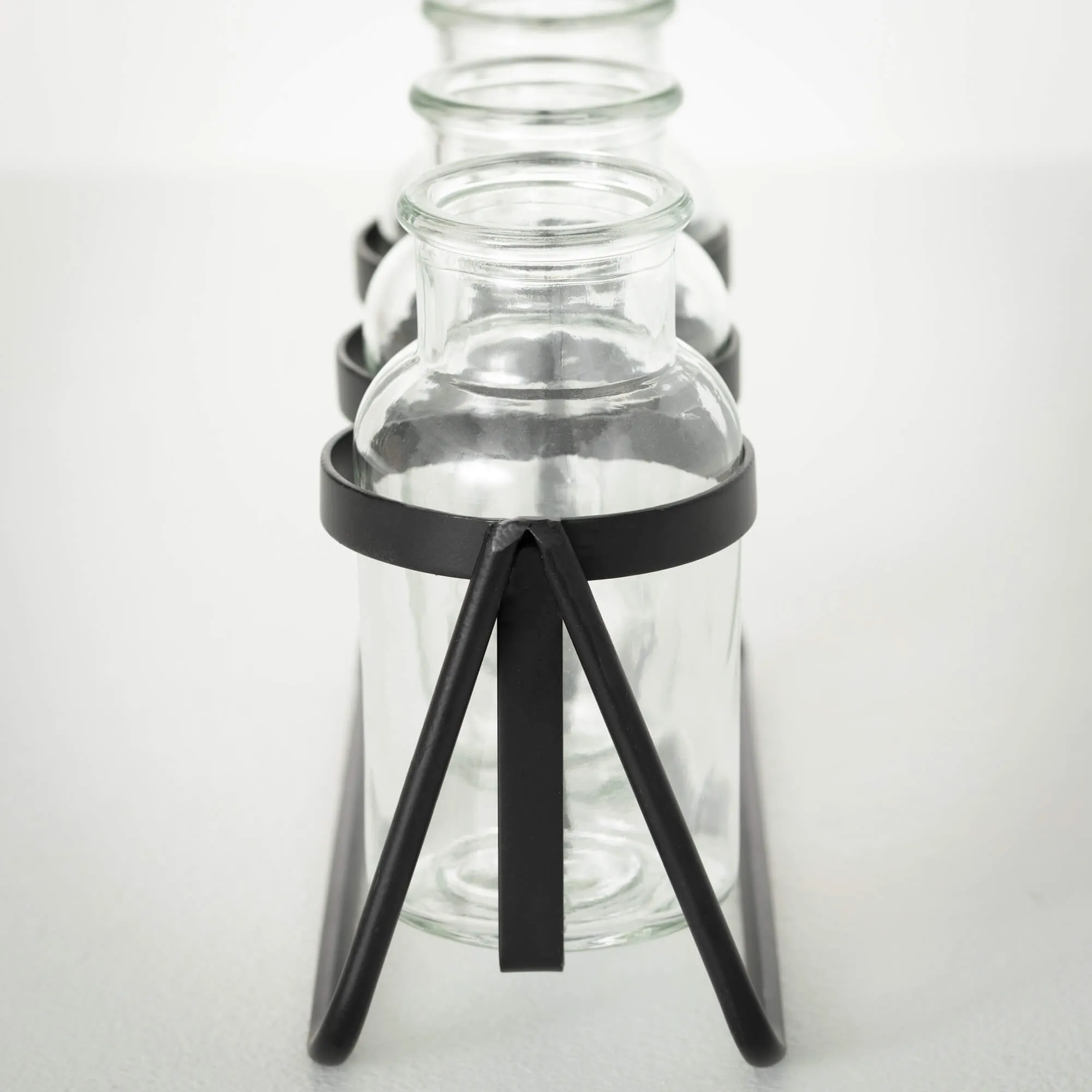 Bottle Vase Trio On Metal Base