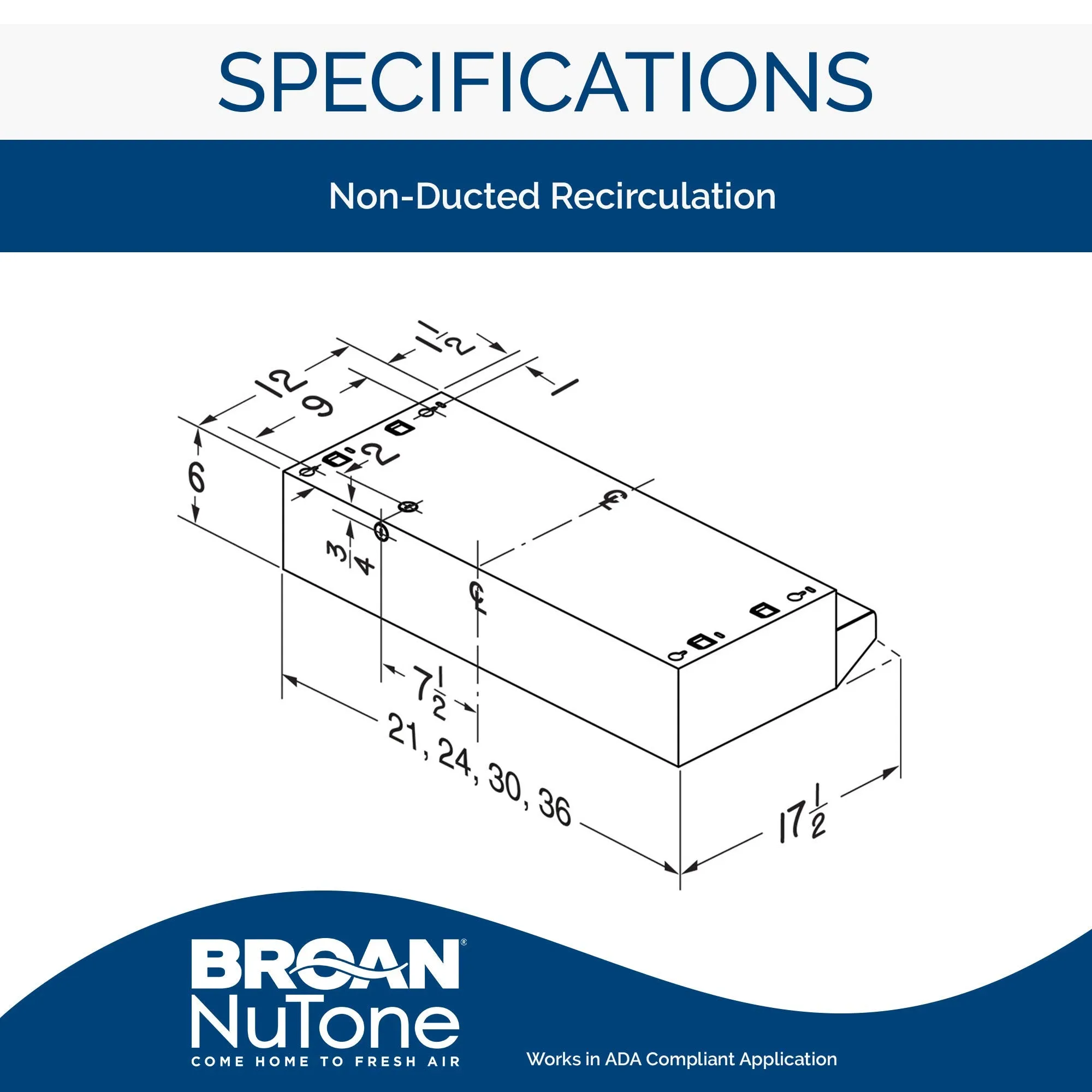 Broan-NuTone Non-Ducted Ductless Range Hood with Lights Exhaust Fan for Under Cabinet