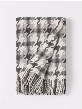 Burel Pied de Coq Throw in Light Grey-DarkGrey