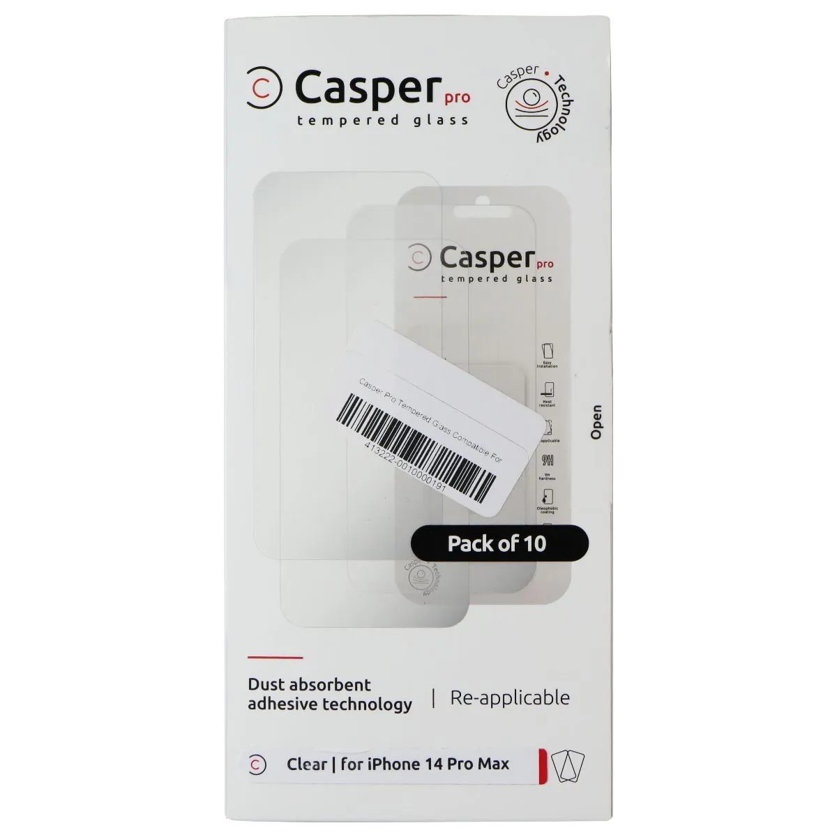 Casper Pro Tempered Glass for Apple iPhone 14 Pro Max (10 Pack) - Clear