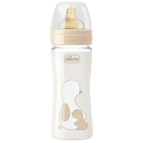 CHICCO ORIGINAL TOUCH GLASS BOTTLE 240ML SLOW FLOW 0M  LATEX NEUTRAL