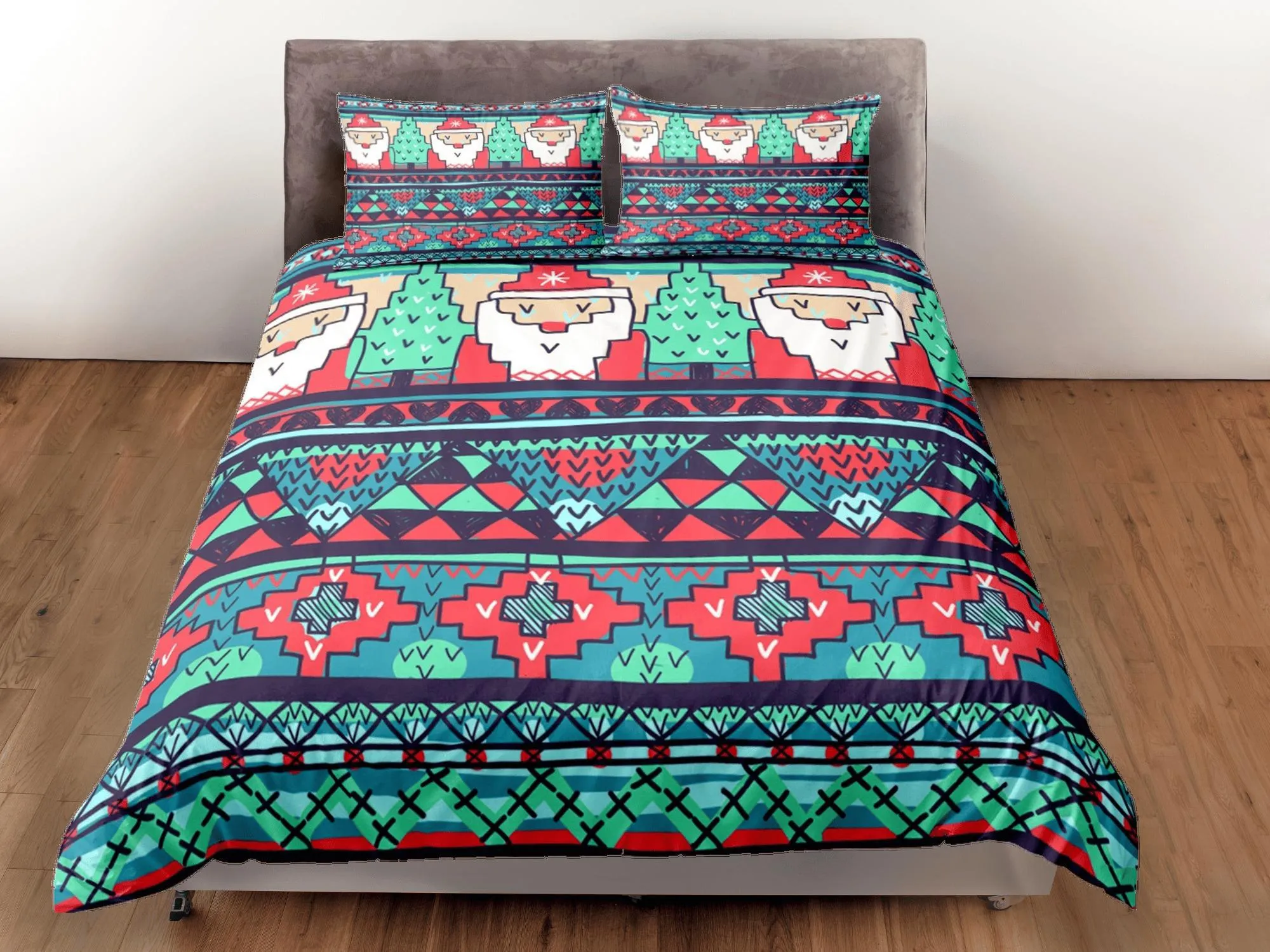 Christmas Duvet Cover Set with Pillows Santa Claus Dorm Bedding Comforter Cover Christmas Gift