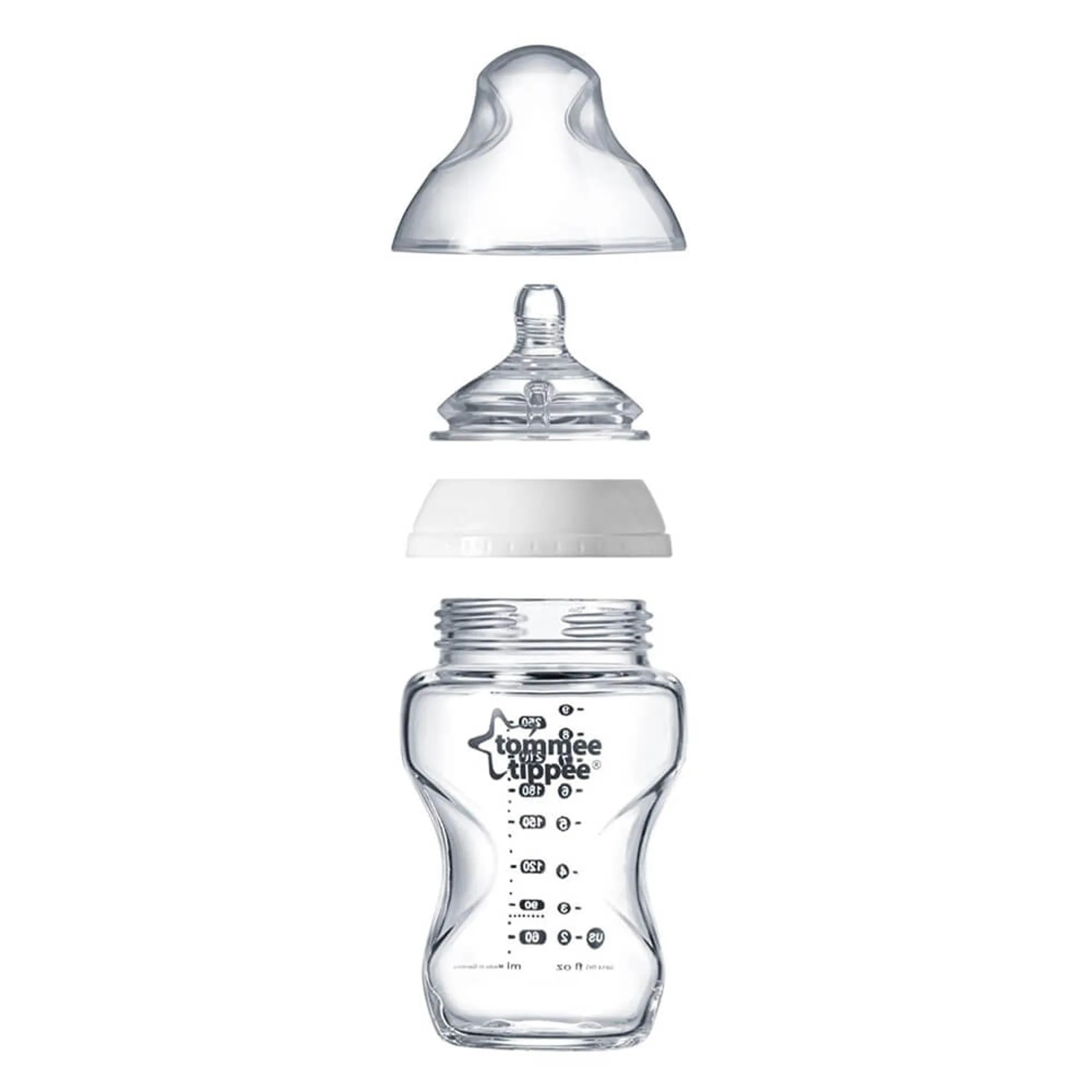 Closer to Nature Glass Bottle with Medium Flow Teat VARIOUS SIZES