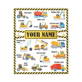 Construction Blanket, Trucks Blanket - Custom Name Blanket